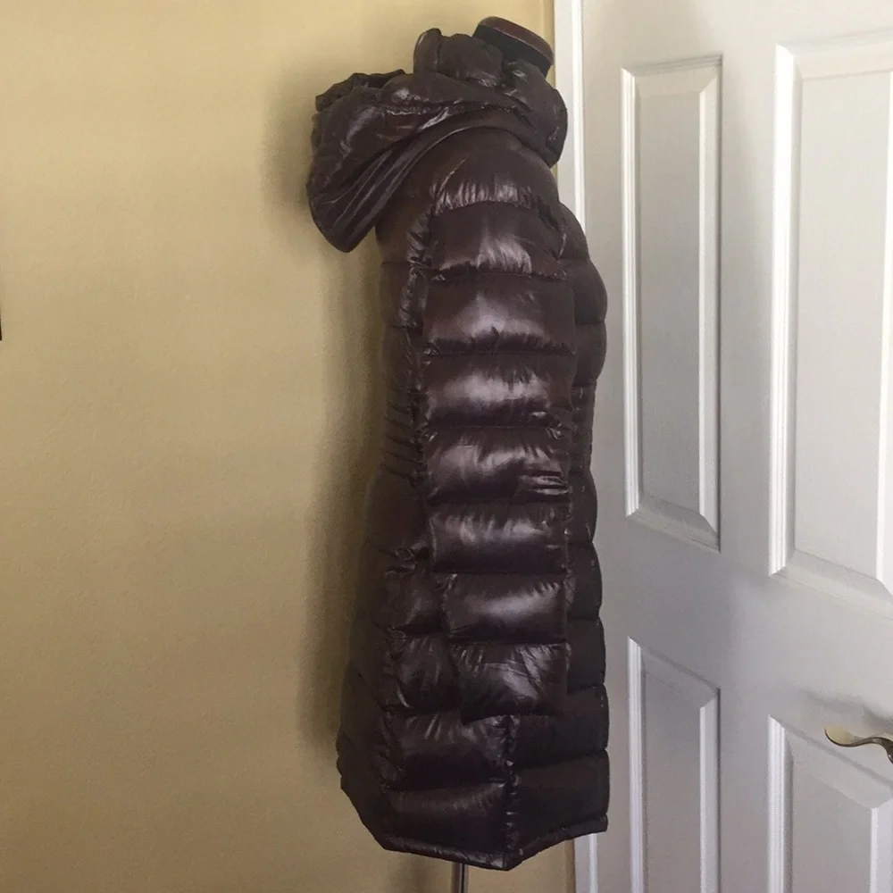VIA SPIGA WOMENS BROWN DOWN HOODED COAT - Picture 4 of 11